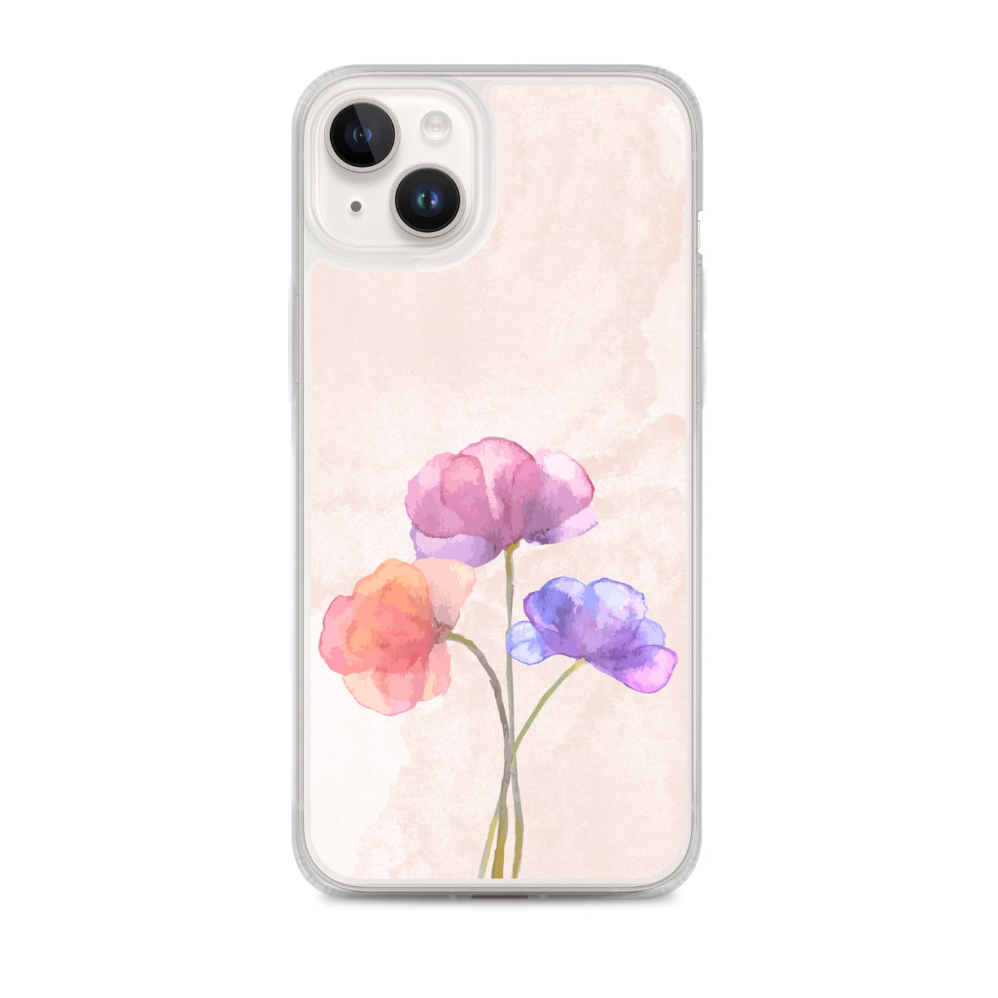 Abstract iPhone case 3 flowers on pink Bg