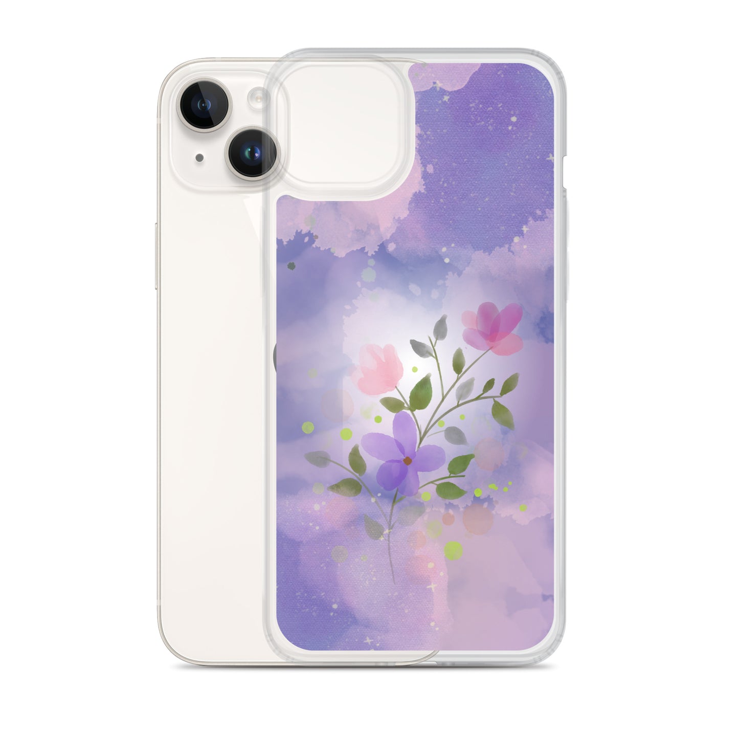 Abstract iPhone case flowers on a lilac Bg