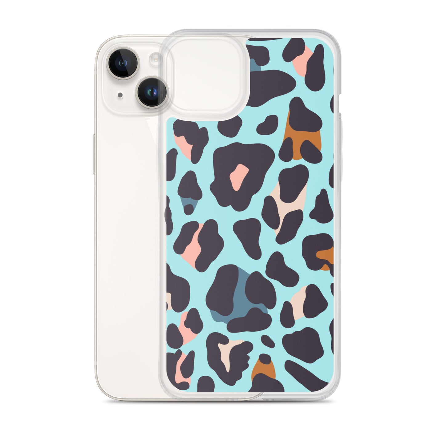 Abstract iPhone case blue leopard print