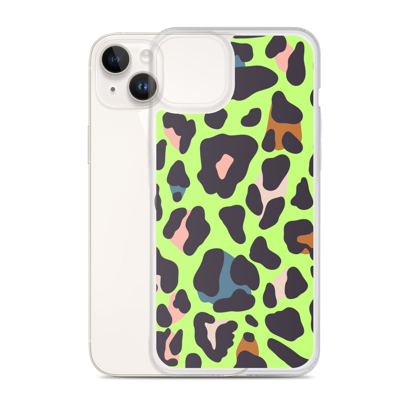 Abstract iPhone case lime leopard print