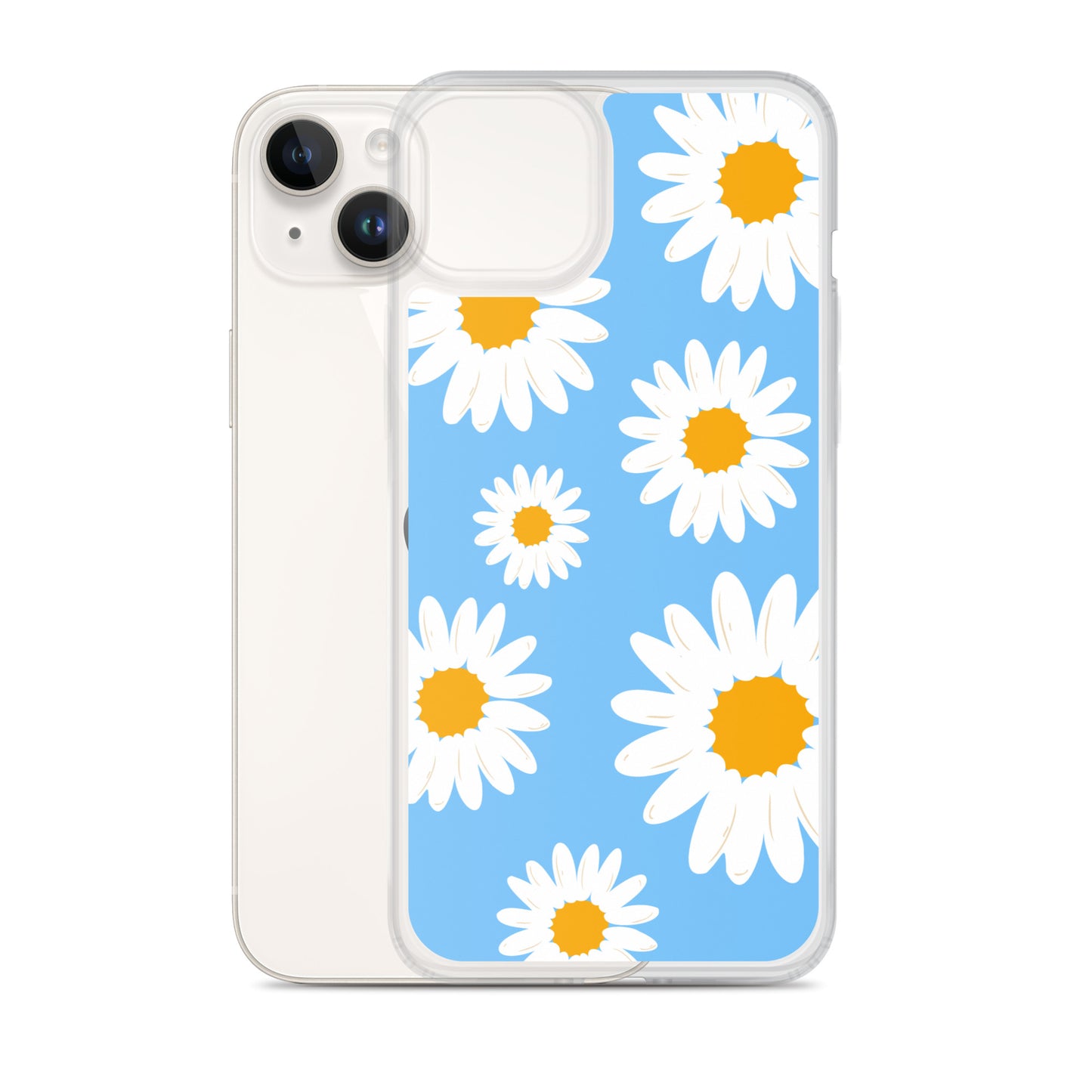 Abstract iPhone case Daisies on skyblue BG