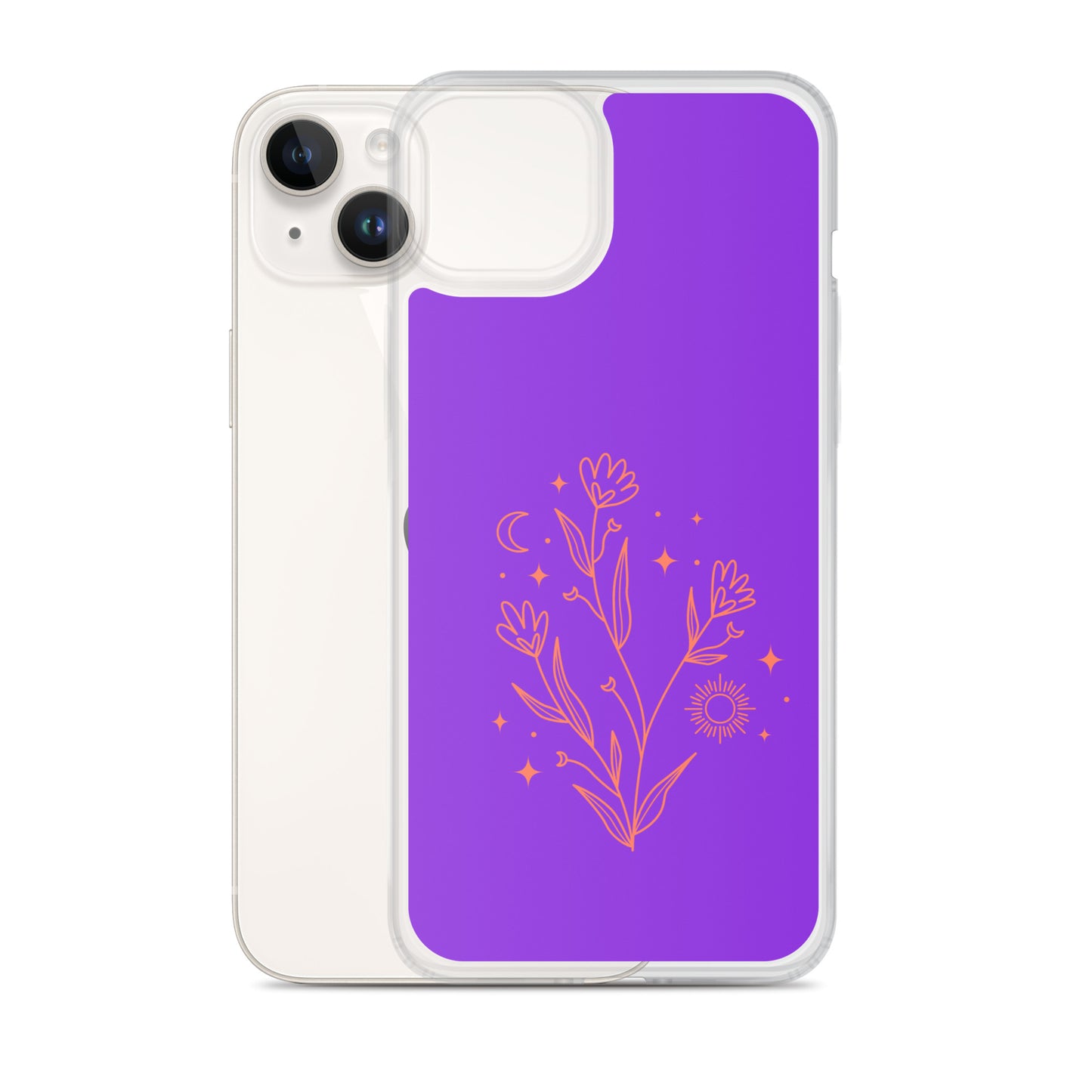 Abstract iPhone case red flowers on purple BG