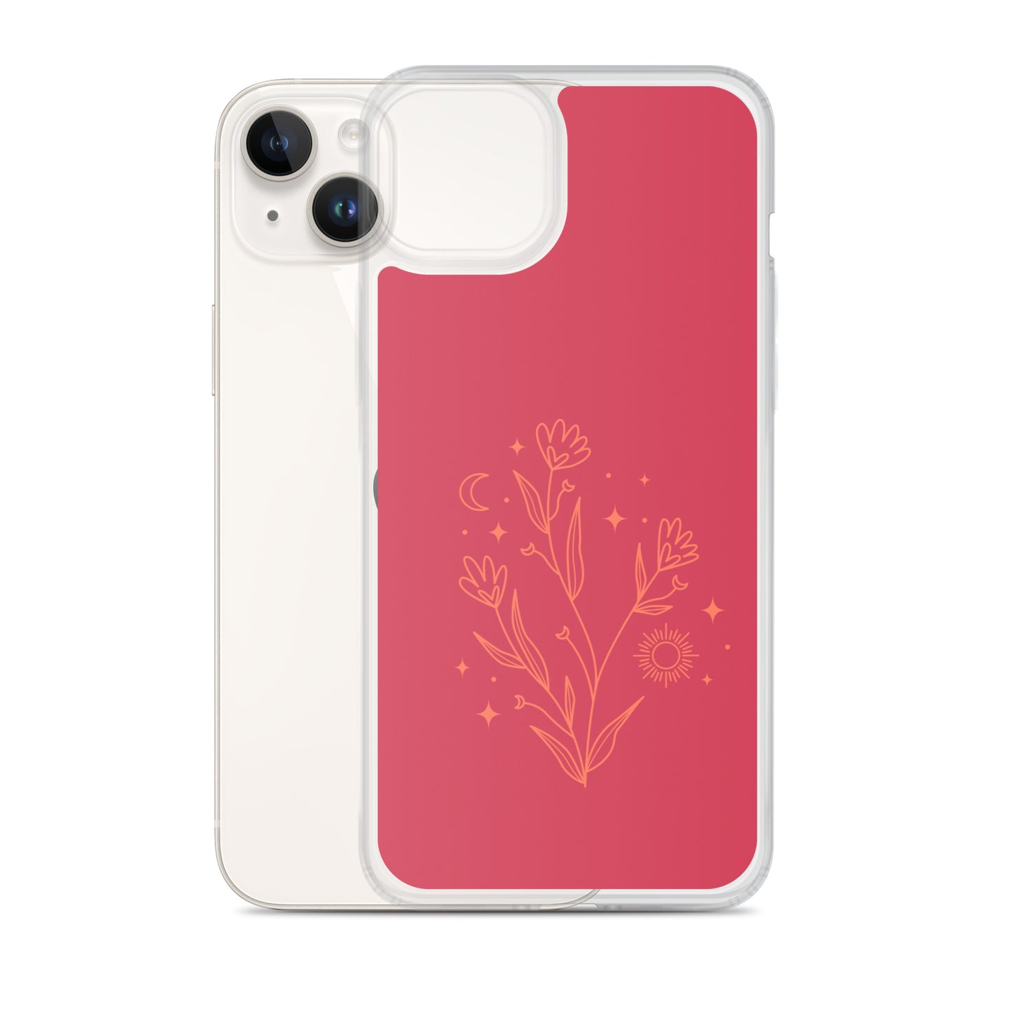 Abstract iPhone case flowers on red BG