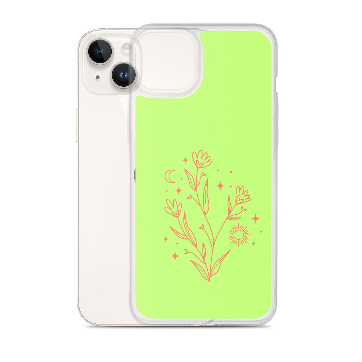 Abstract iPhone case flowers on light green BG