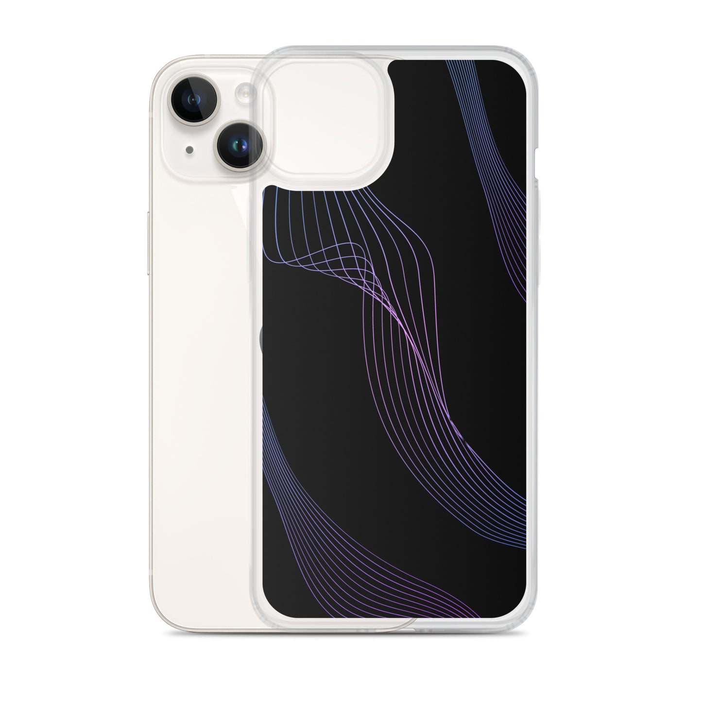 Abstract iPhone case black with blue/pink webbed lines