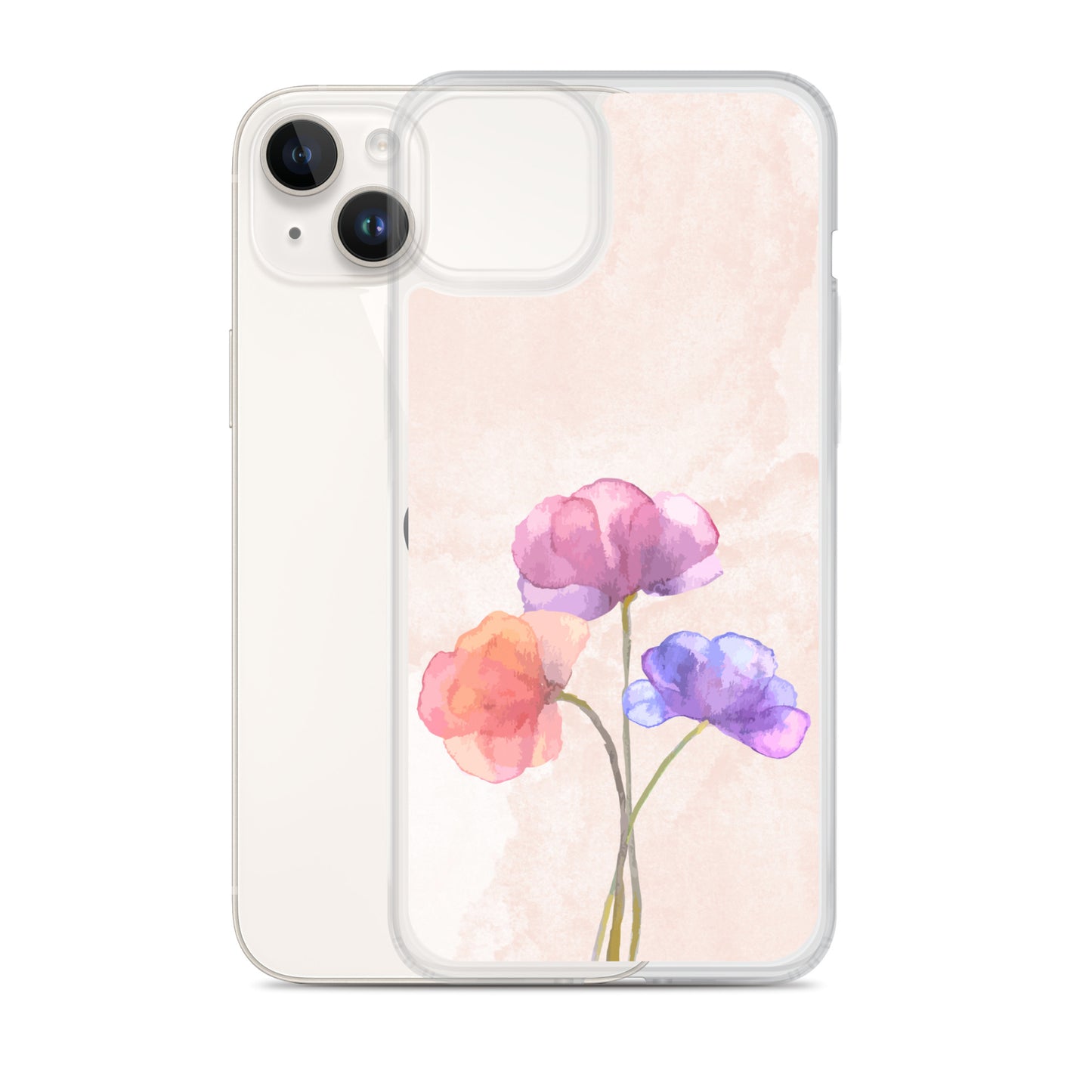 Abstract iPhone case 3 flowers on pink Bg