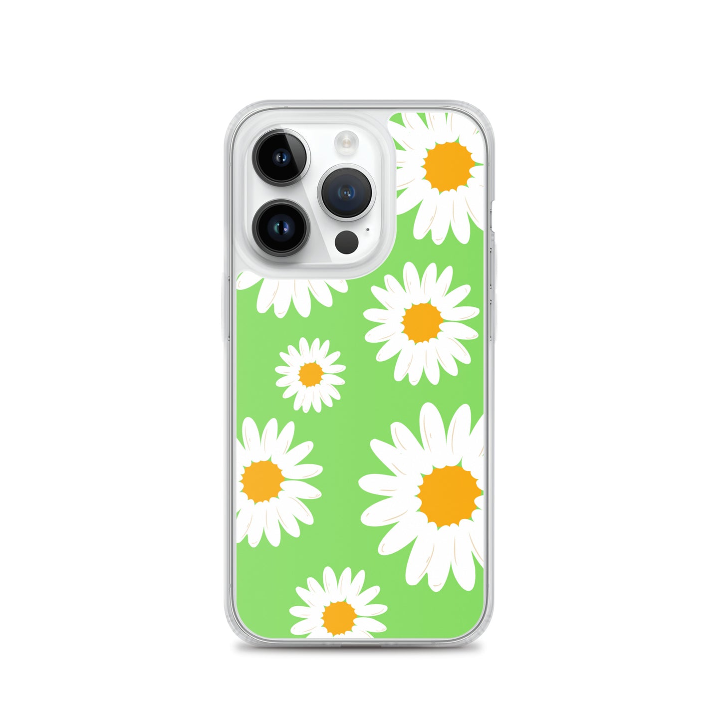 Abstract iPhone case daisies on a green BG