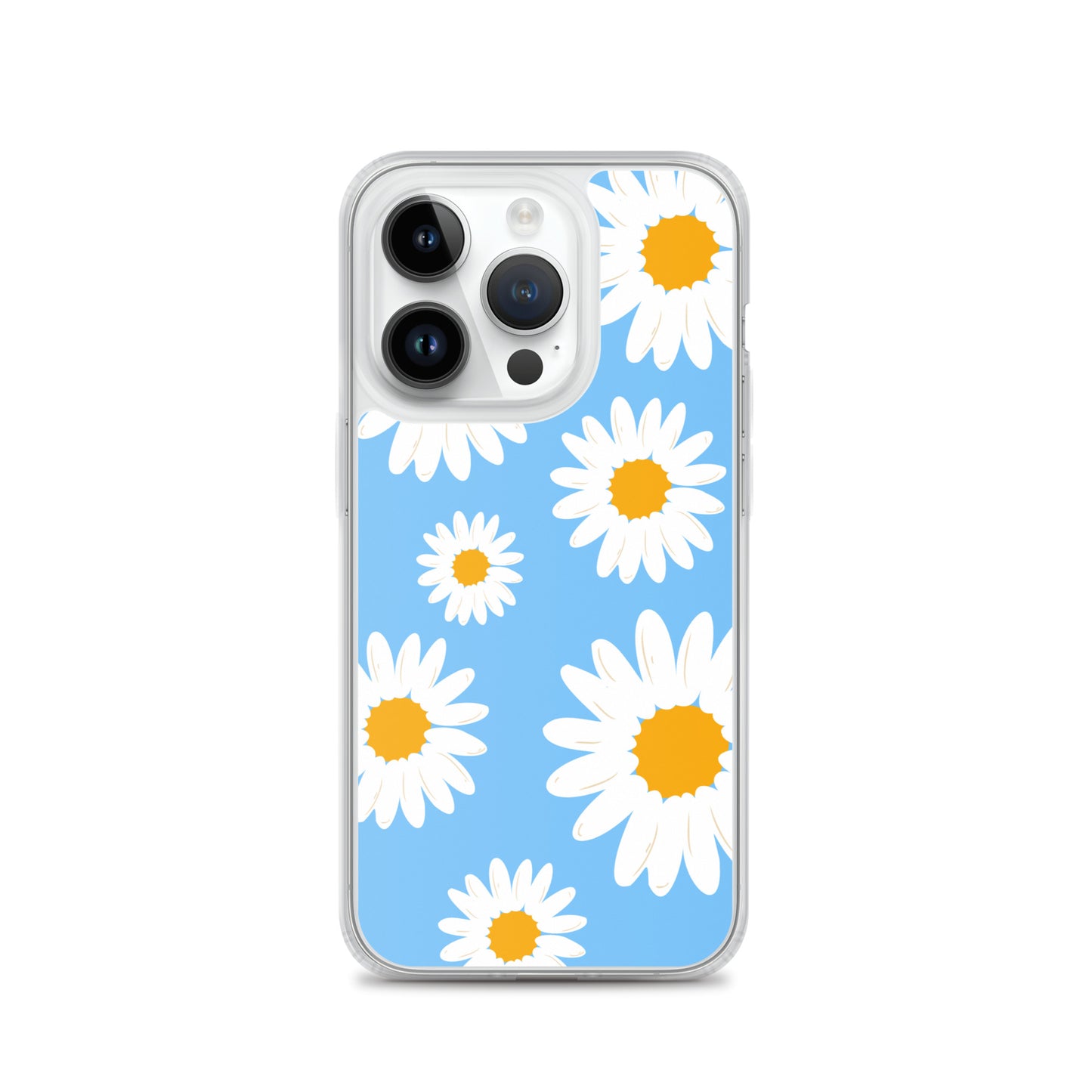 Abstract iPhone case Daisies on skyblue BG