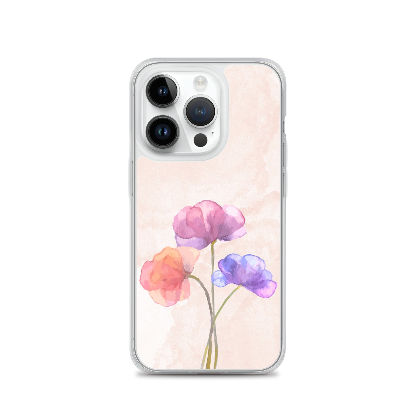 Abstract iPhone case 3 flowers on pink Bg