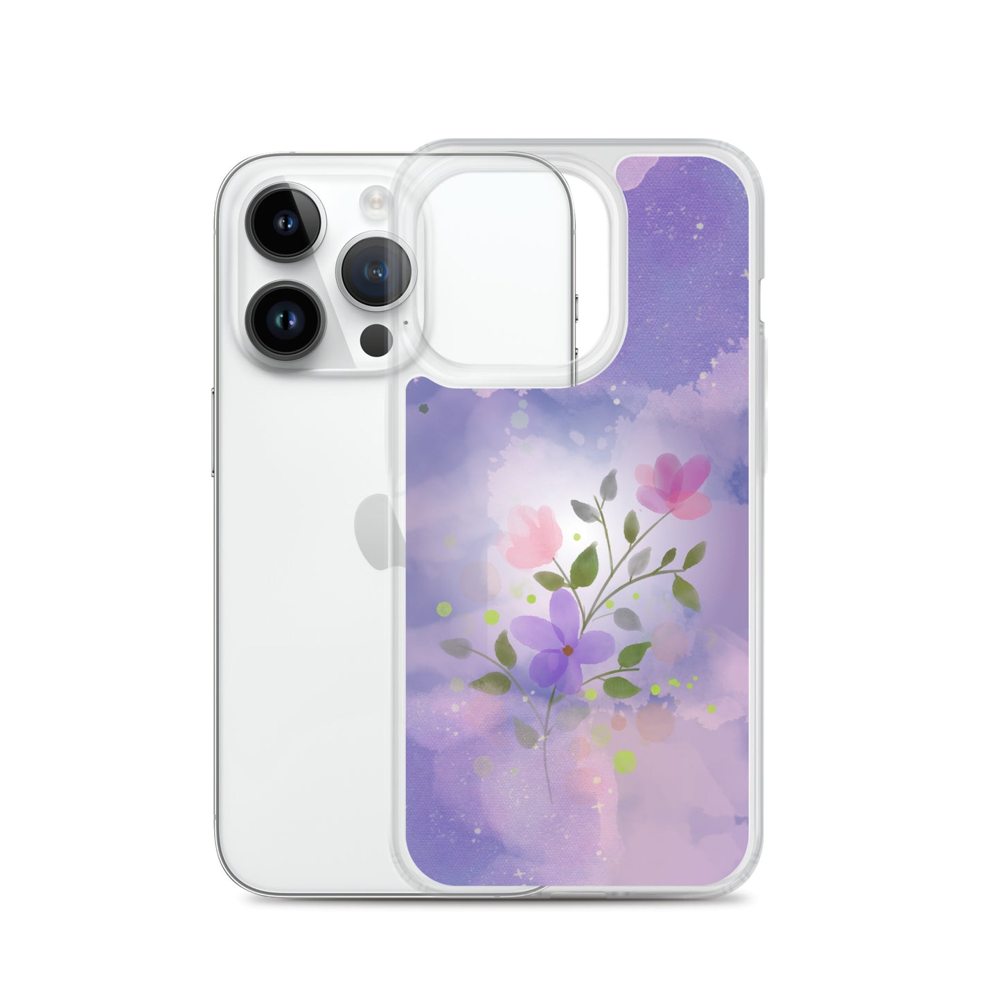 Abstract iPhone case flowers on a lilac Bg