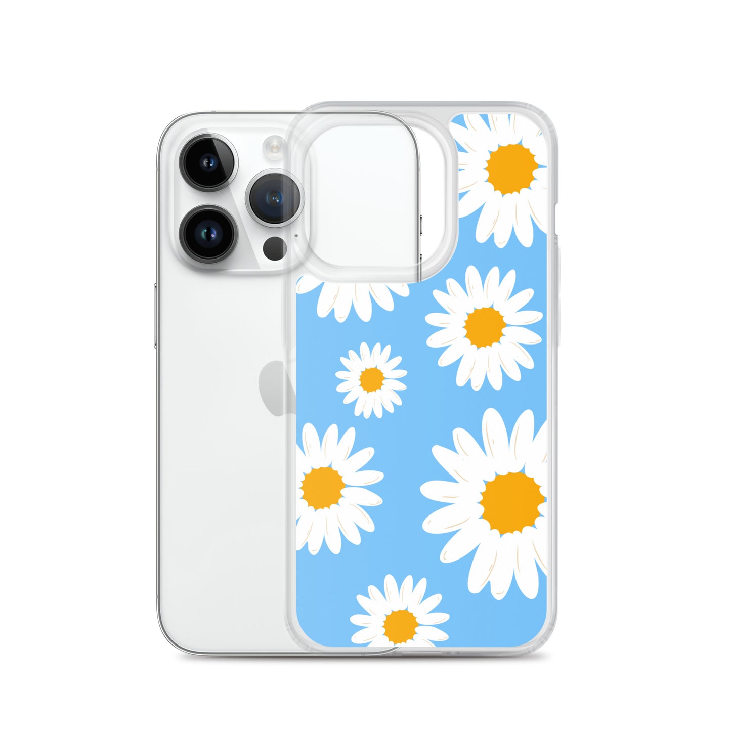 Abstract iPhone case Daisies on skyblue BG