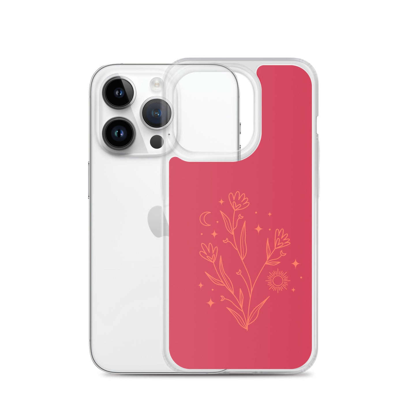 Abstract iPhone case flowers on red BG