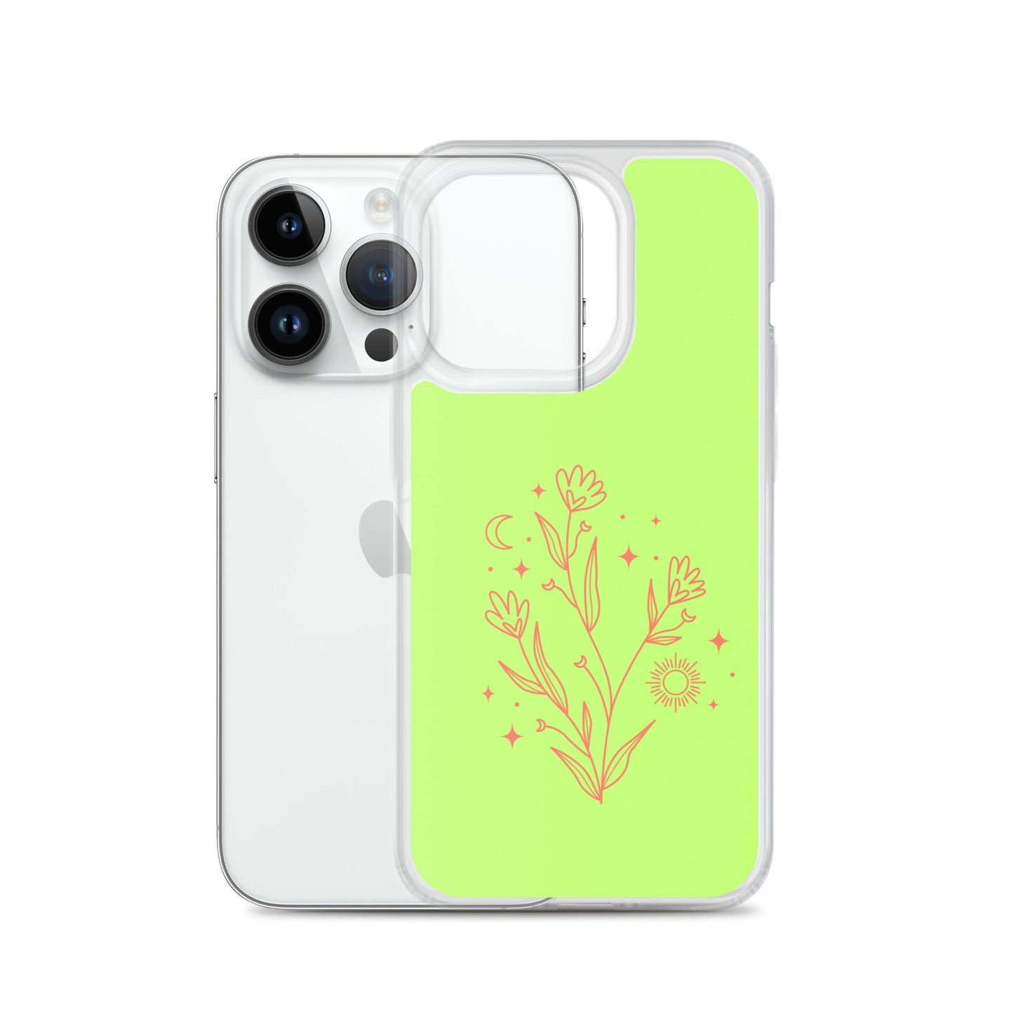 Abstract iPhone case flowers on light green BG