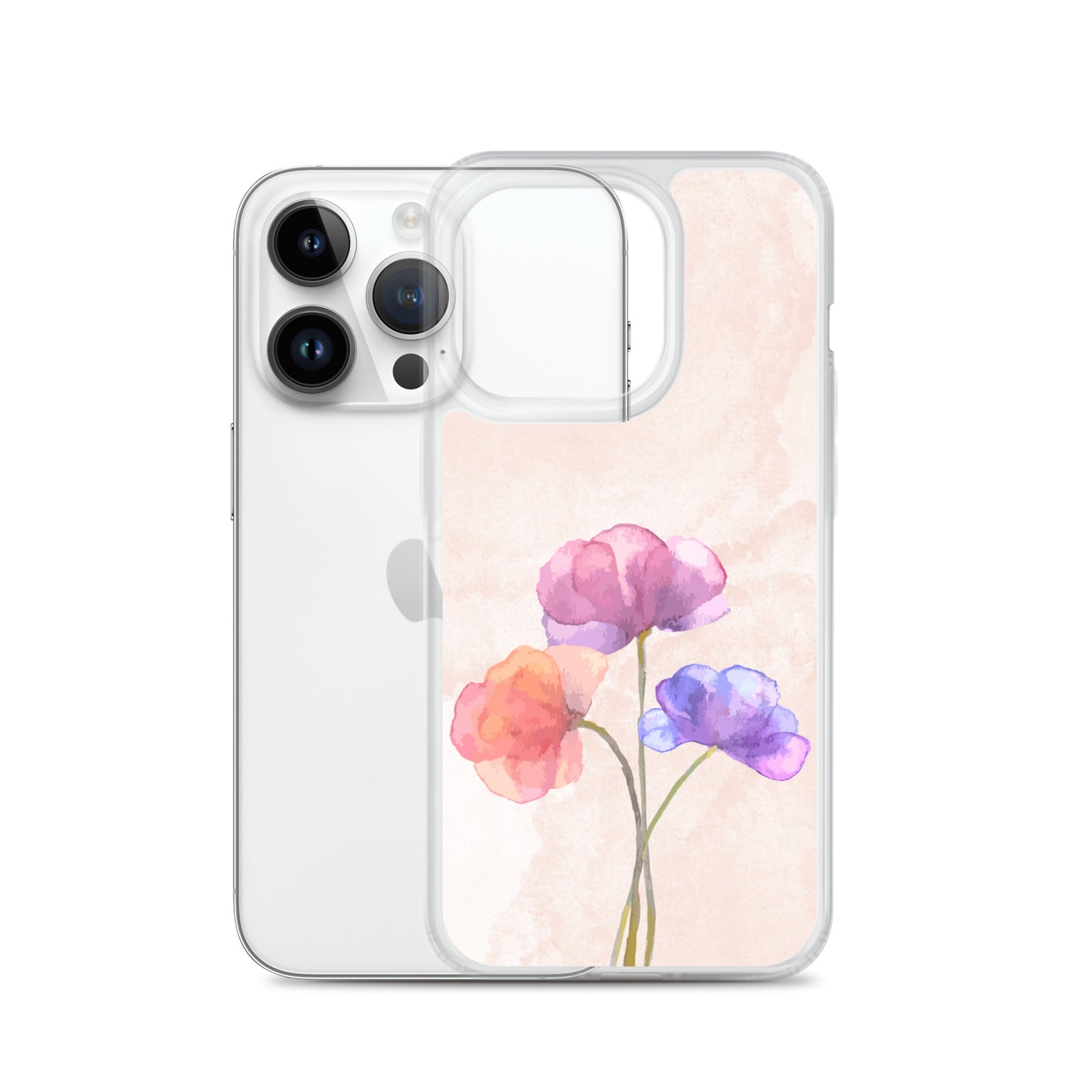 Abstract iPhone case 3 flowers on pink Bg