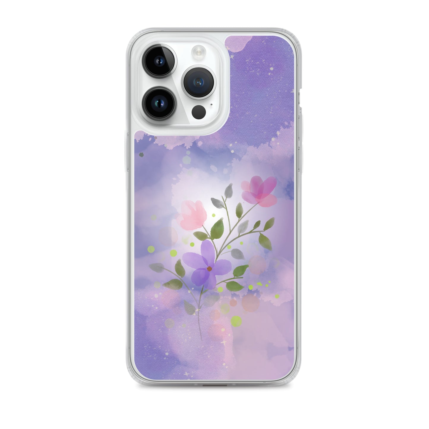 Abstract iPhone case flowers on a lilac Bg