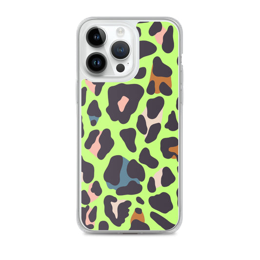 Abstract iPhone case lime leopard print