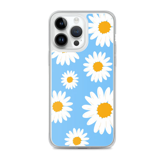 Abstract iPhone case Daisies on skyblue BG