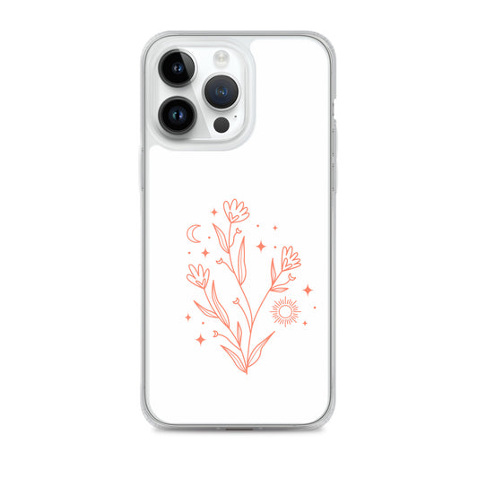 Abstract iPhone case red flowers on white BG