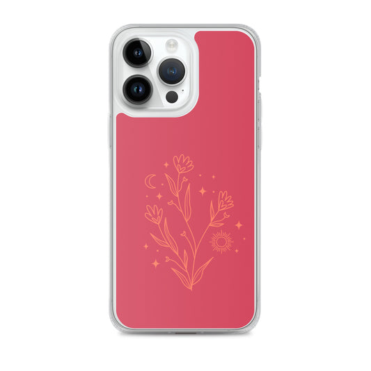 Abstract iPhone case flowers on red BG