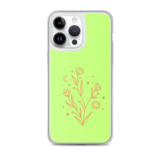 Abstract iPhone case flowers on light green BG