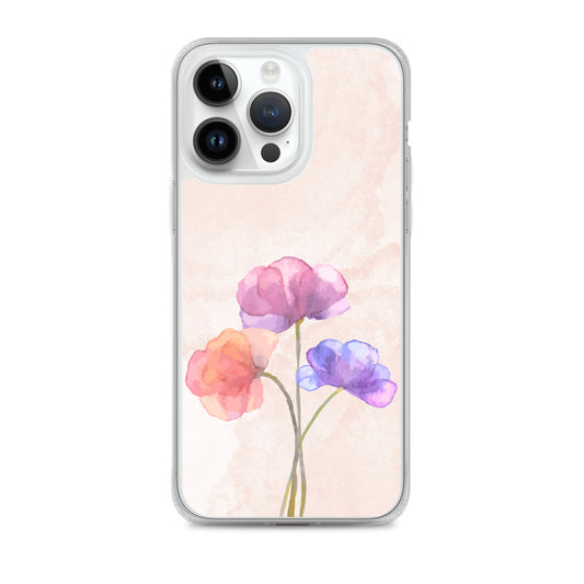 Abstract iPhone case 3 flowers on pink Bg