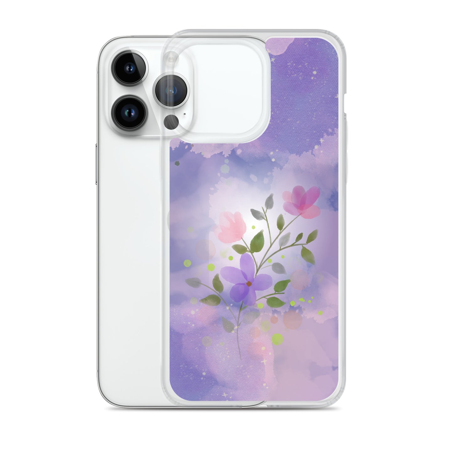 Abstract iPhone case flowers on a lilac Bg