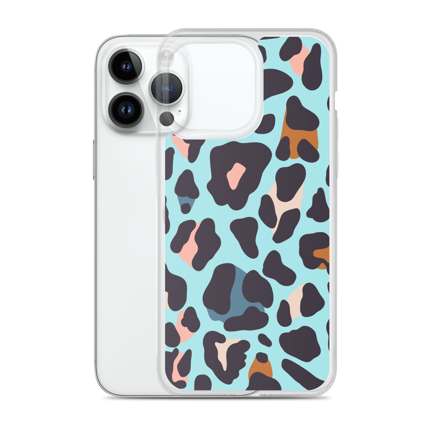 Abstract iPhone case blue leopard print