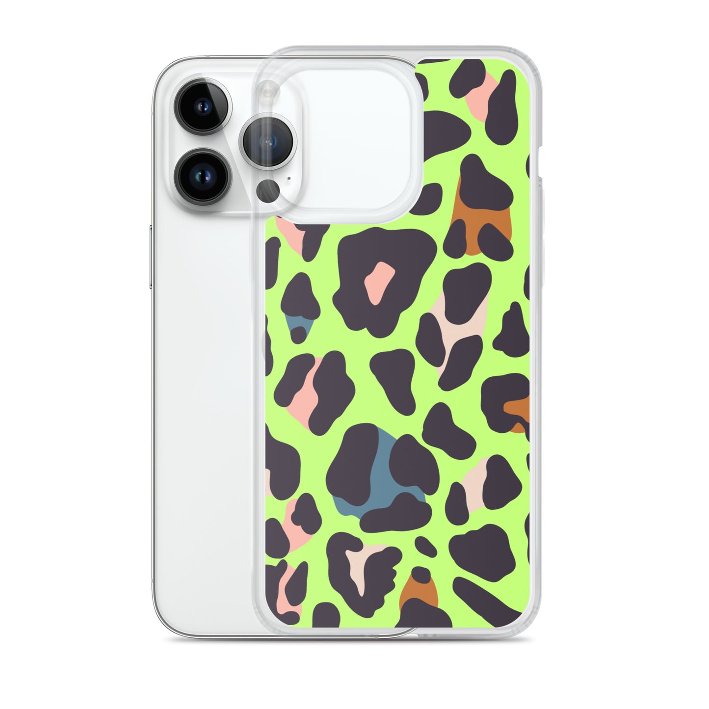 Abstract iPhone case lime leopard print