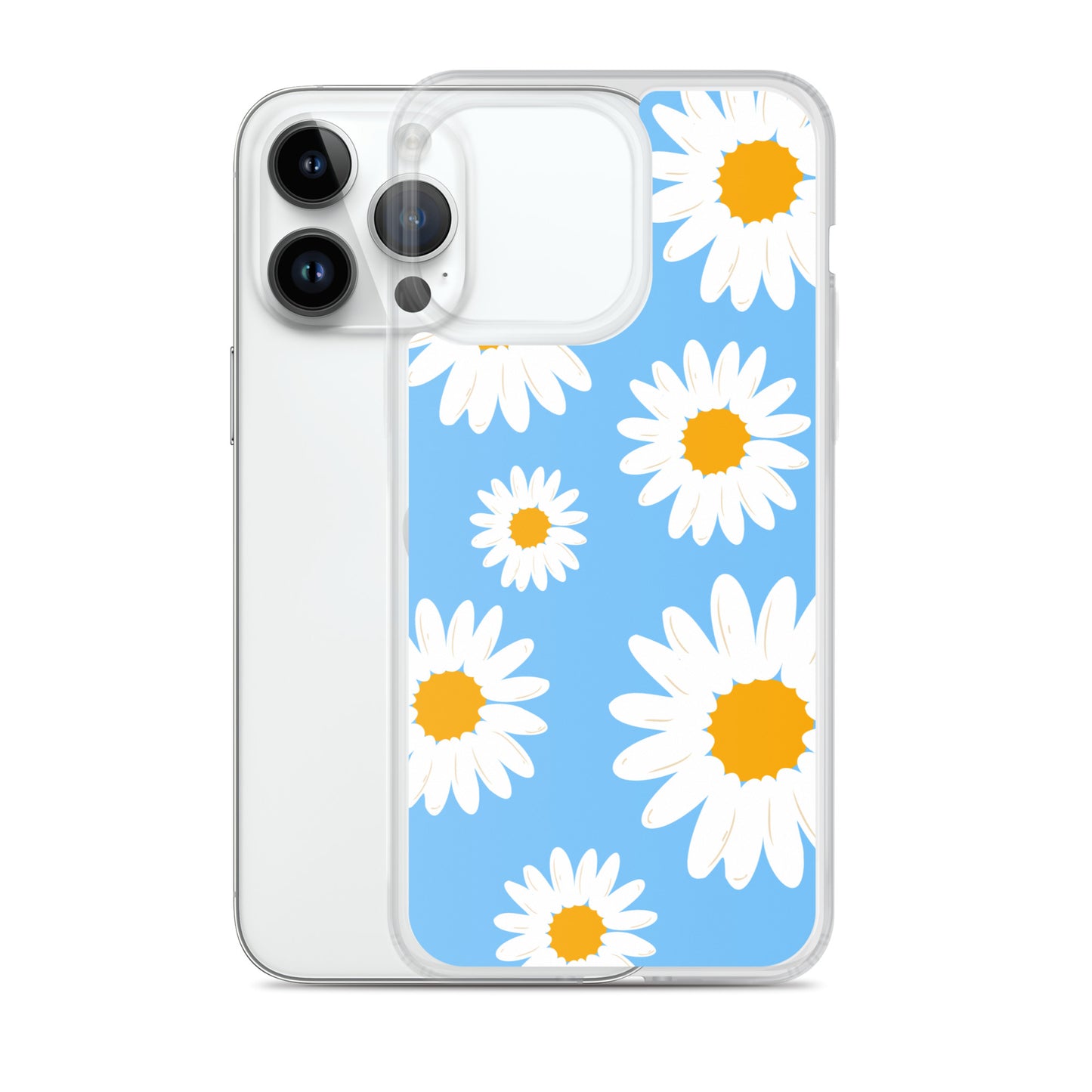 Abstract iPhone case Daisies on skyblue BG