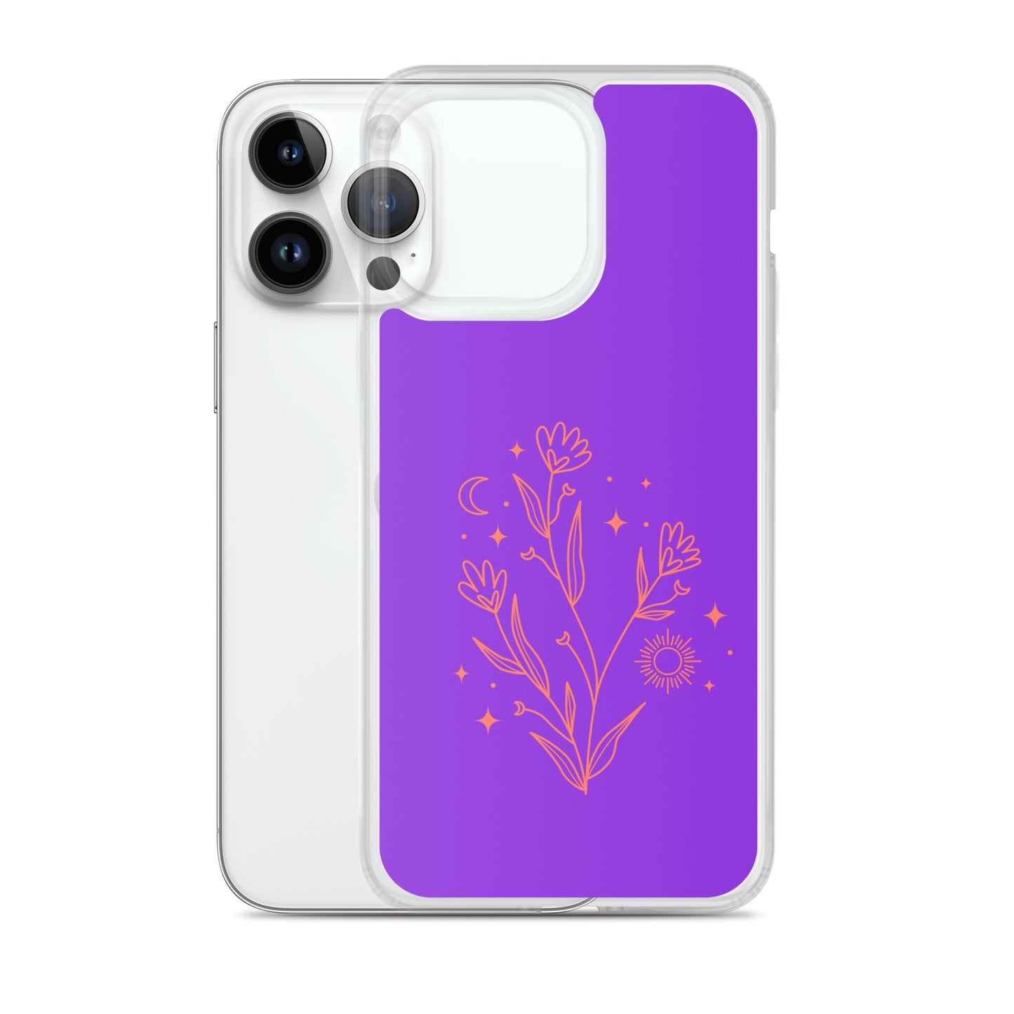 Abstract iPhone case red flowers on purple BG