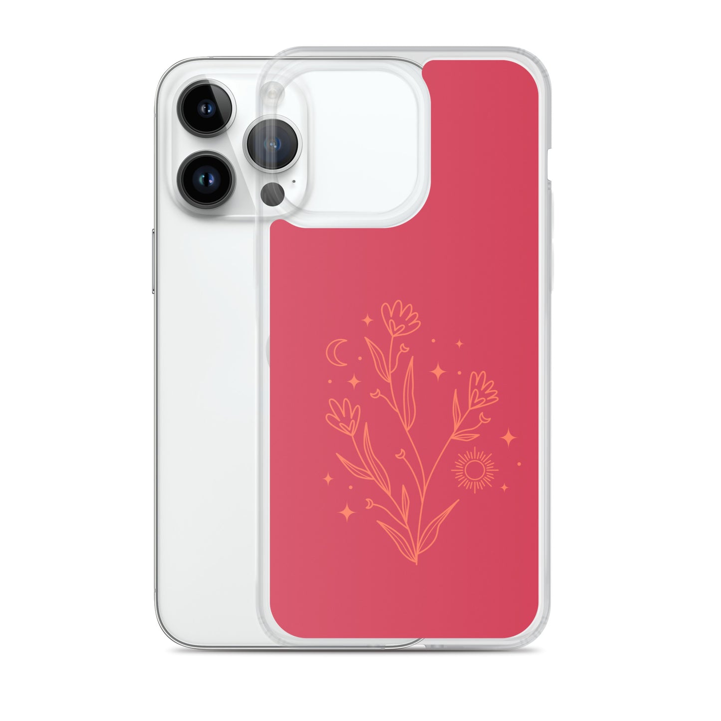 Abstract iPhone case flowers on red BG