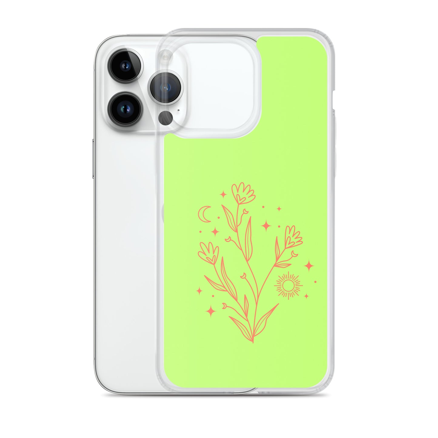 Abstract iPhone case flowers on light green BG