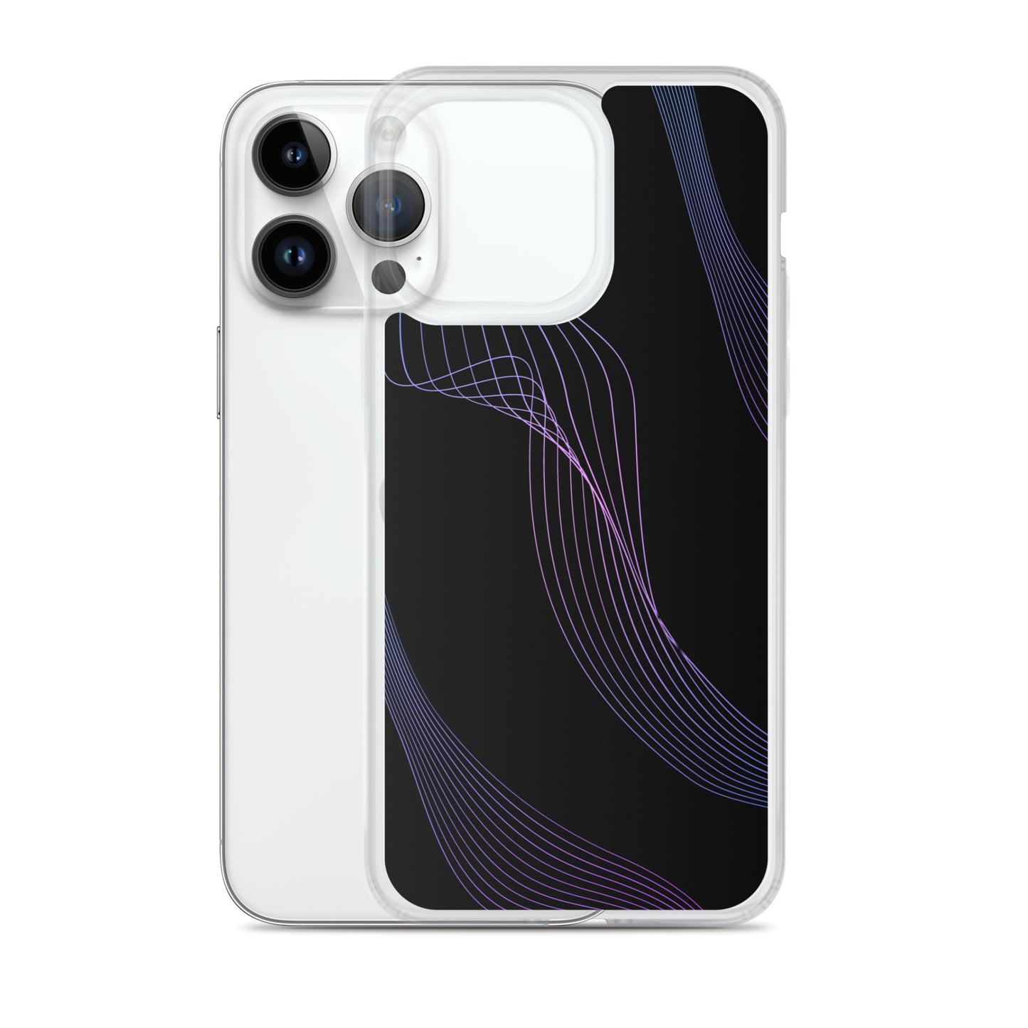 Abstract iPhone case black with blue/pink webbed lines