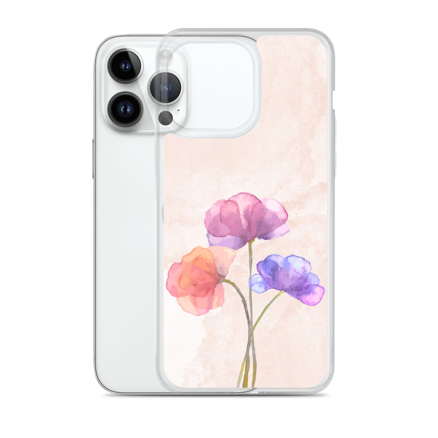 Abstract iPhone case 3 flowers on pink Bg