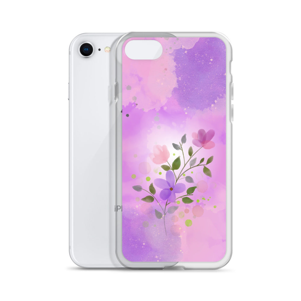 abstract iPhone case flowers on a pink Bg