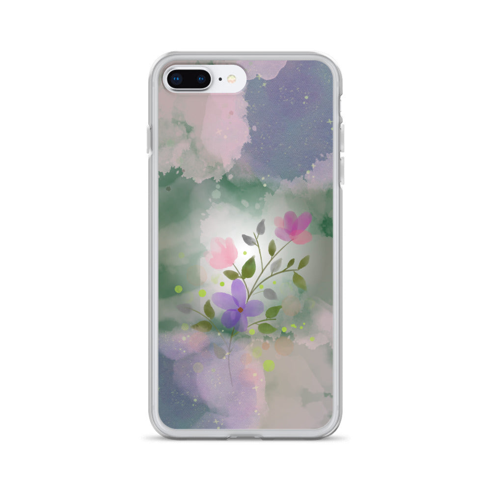 Abstract iPhone case flowers on a mixed colour Bg