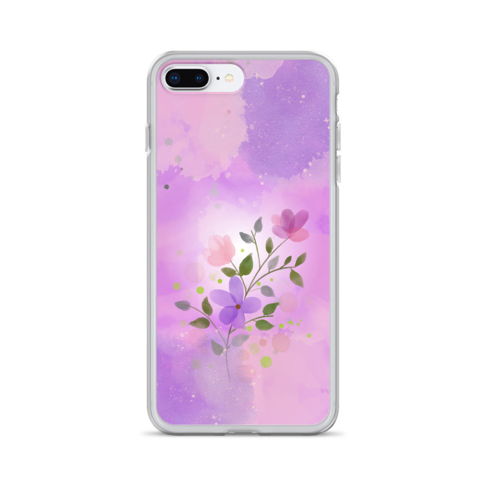 abstract iPhone case flowers on a pink Bg