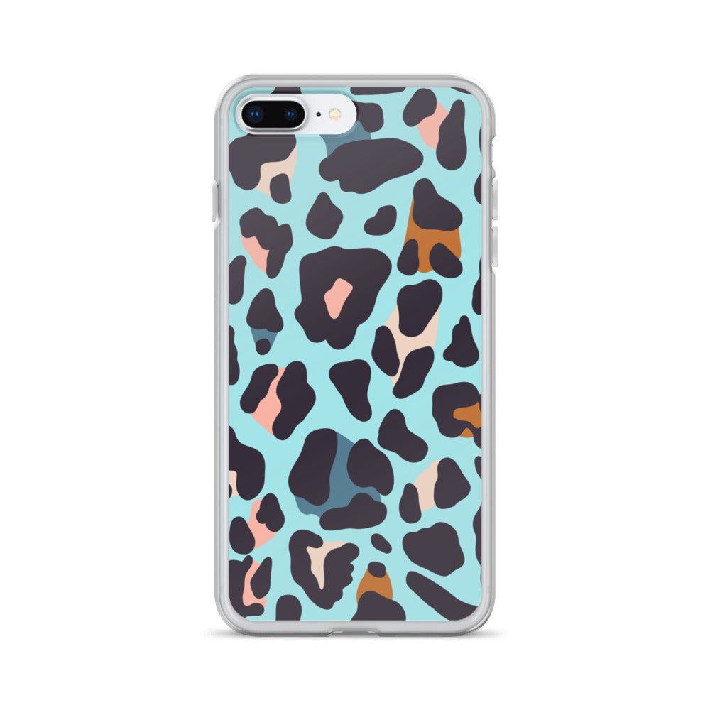 Abstract iPhone case blue leopard print