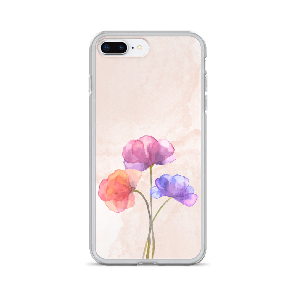 Abstract iPhone case 3 flowers on pink Bg