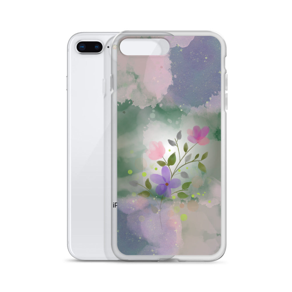 Abstract iPhone case flowers on a mixed colour Bg