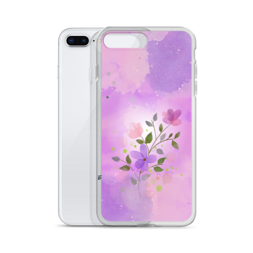 abstract iPhone case flowers on a pink Bg