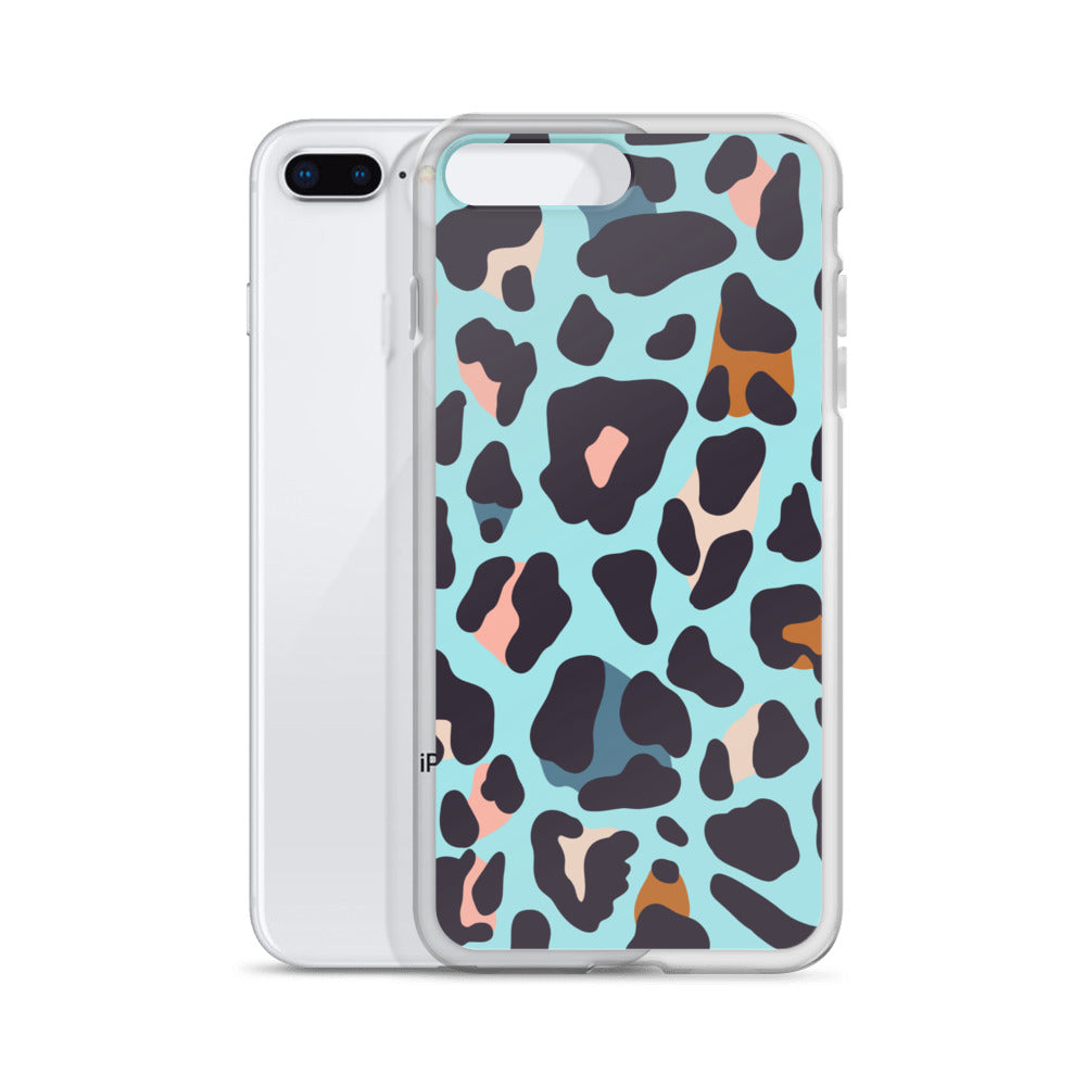 Abstract iPhone case blue leopard print