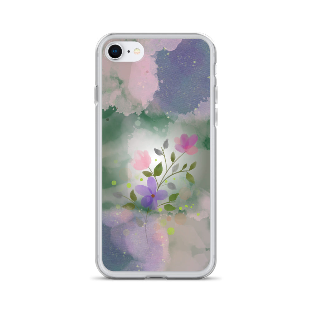 Abstract iPhone case flowers on a mixed colour Bg