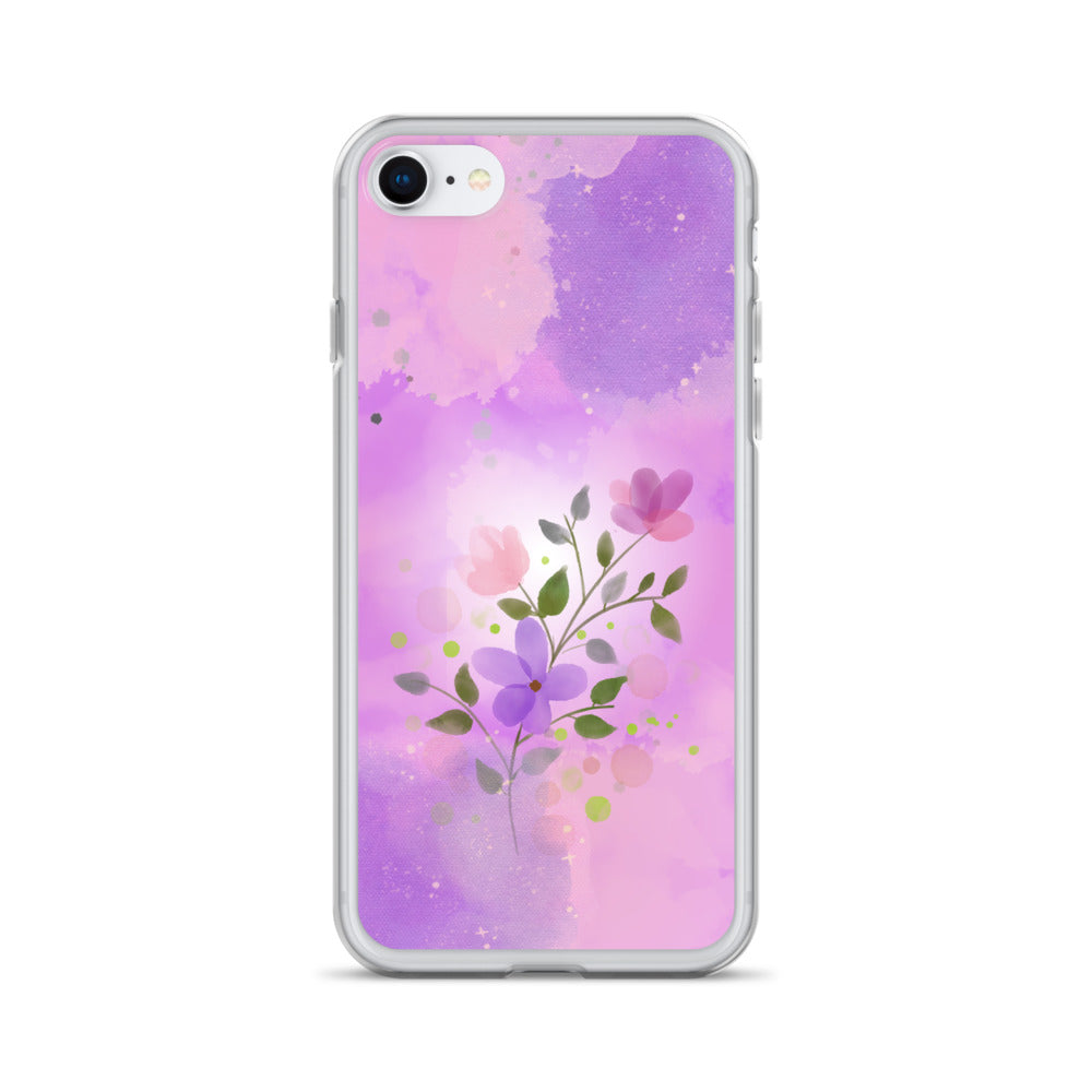 abstract iPhone case flowers on a pink Bg