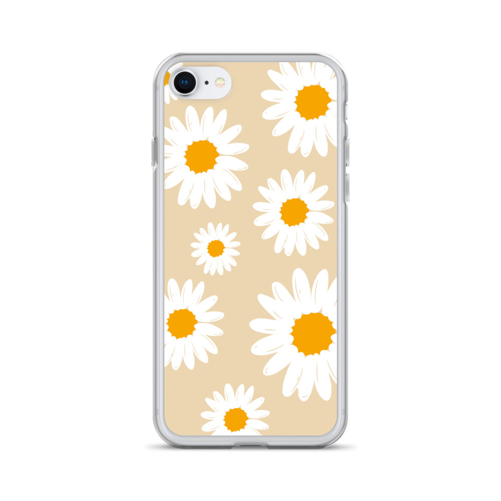 Abstract iPhone case daisies on sand colour