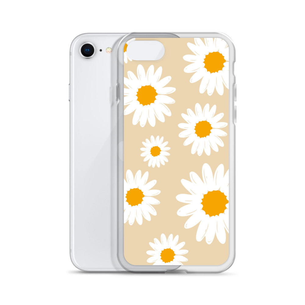 Abstract iPhone case daisies on sand colour