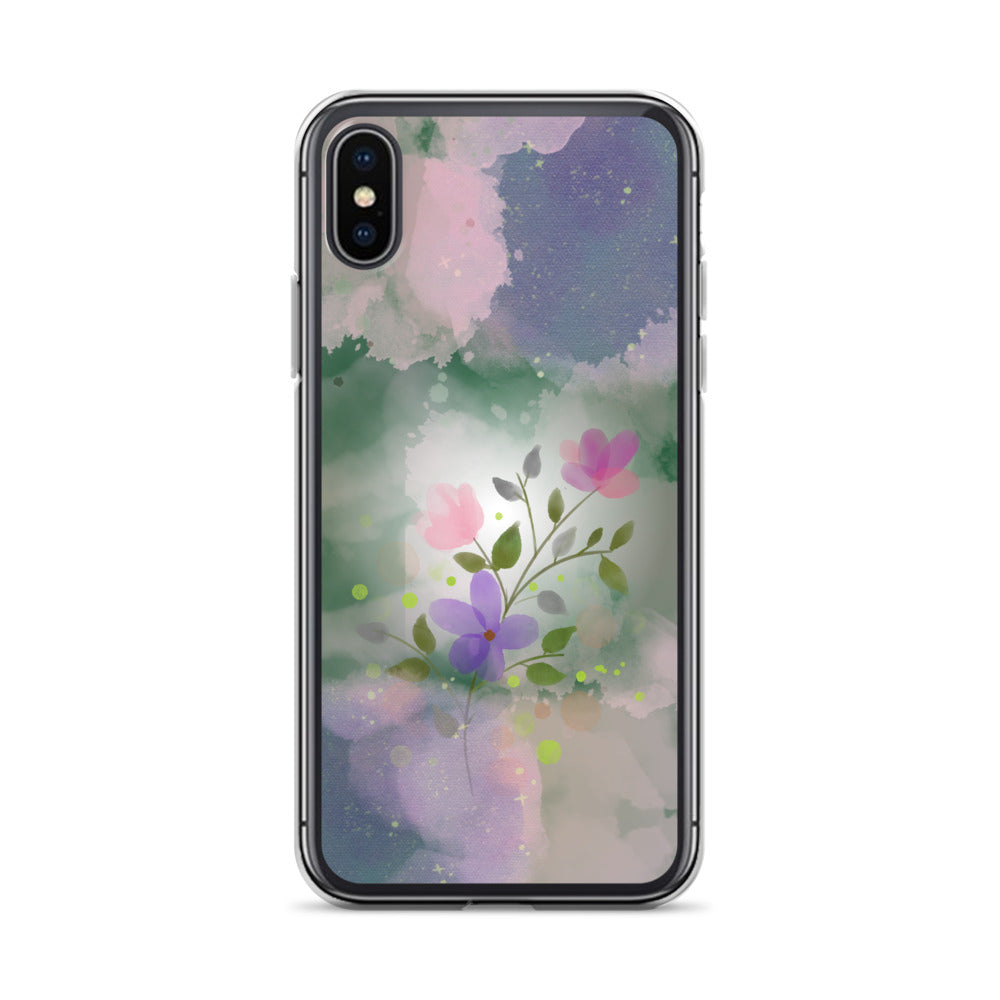 Abstract iPhone case flowers on a mixed colour Bg