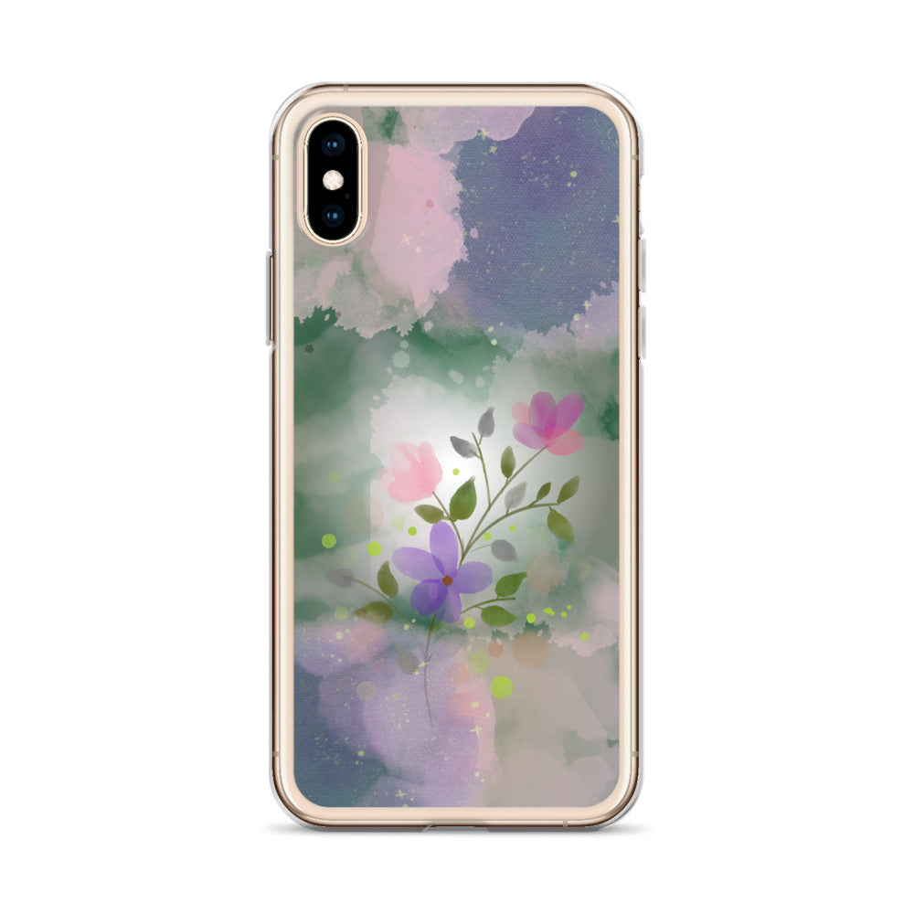 Abstract iPhone case flowers on a mixed colour Bg