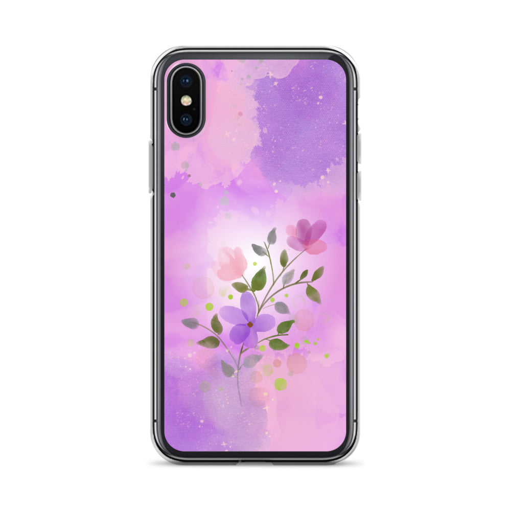 abstract iPhone case flowers on a pink Bg