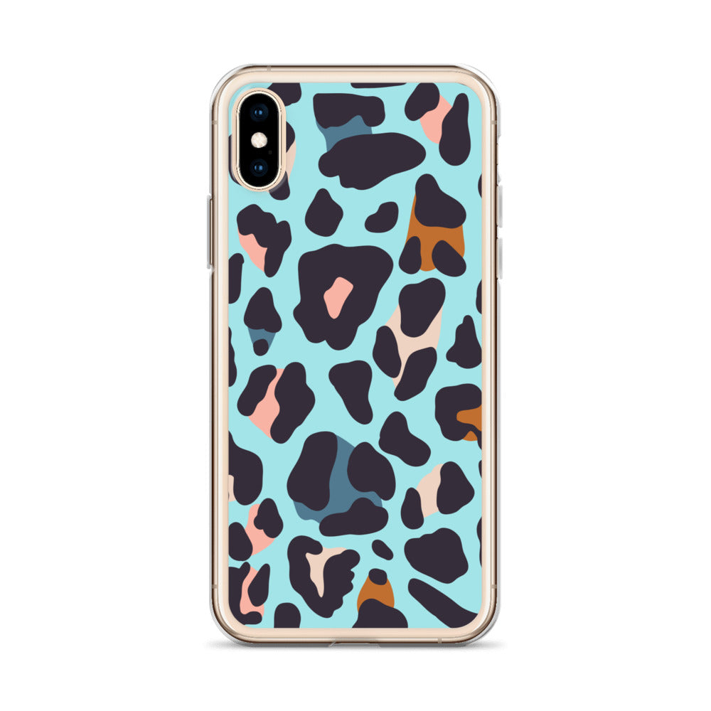 Abstract iPhone case blue leopard print